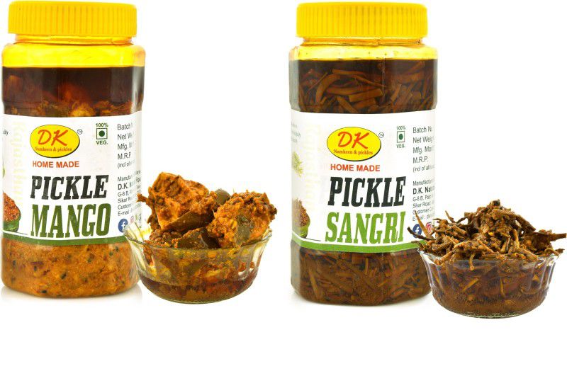 D.K. Namkeen & Pickles 2 in 1 Combo Pack of Mango + Sangri Pickle Raw Mango(Kairi) Pickle  (2 x 450 g)