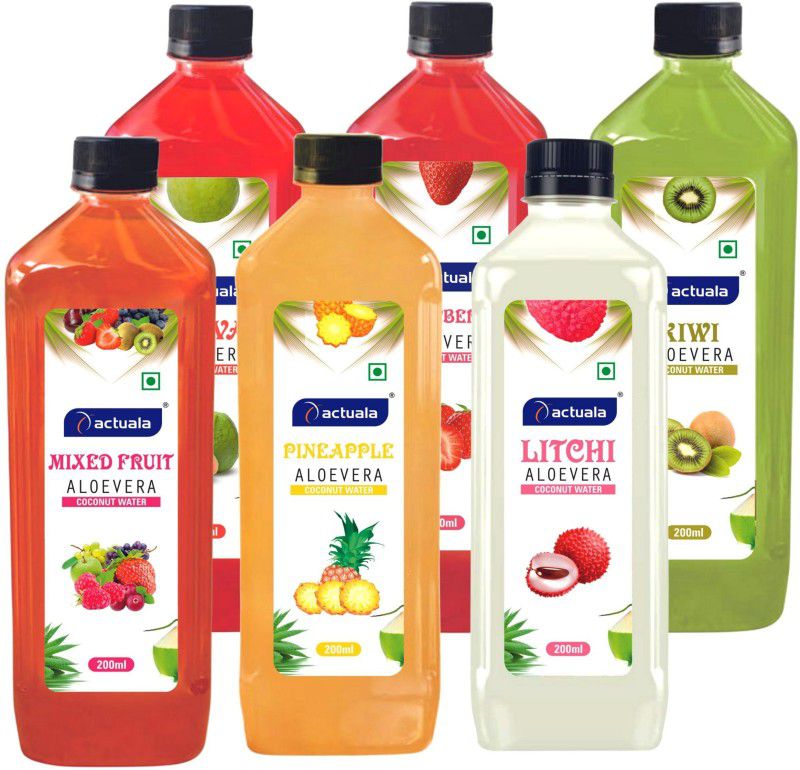 AACTUALA Aloe Vera Coconut Water Fruit Juice Combo, Aloe Vera Juice - 200ml, Pack of 6  (6 x 200 ml)