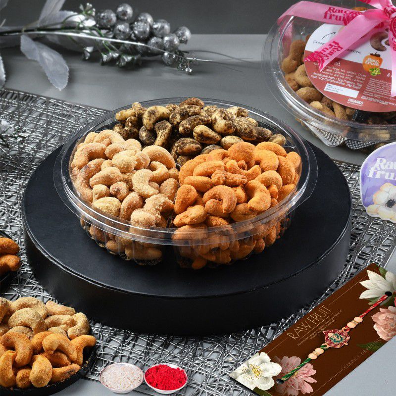 HyperFoods Ganesh Rakhi Gift for Brother with Dry Fruit Combo pack of Roasted Cashew Nuts Combo  (Cream & Onion Cashew - 90 Gm, Classic Roasted - 90 Gm, Indi BBQ Cashew - 90 Gm)