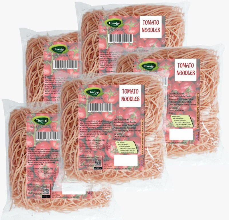 THANJAI NATURAL Tomato Noodles 180g X 5 (900g) of Natural Processed Noodles No Maida & No MSG| Instant Noodles Vegetarian  (5 x 180 g)