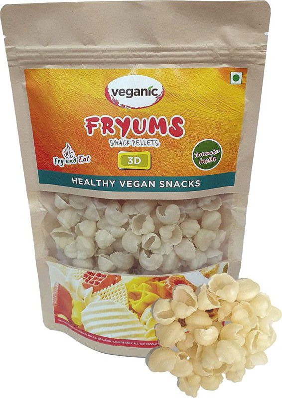 Veganic SnacksReadytoFry|SeaShellsDesignFryumby|2DSnackPellets|TastemakerInside|PapadChips Fryums 250 g