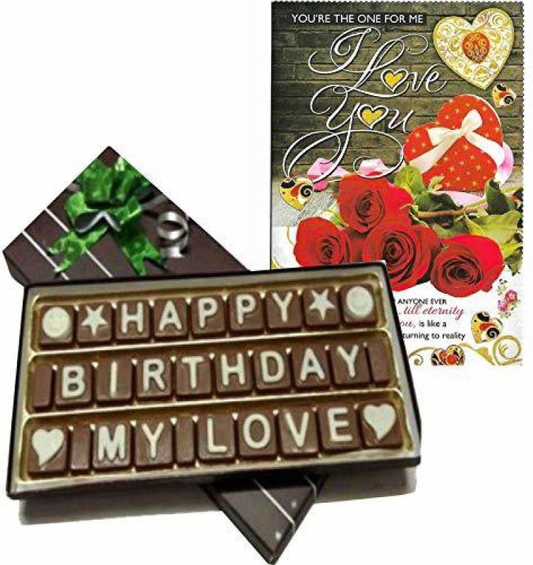 FabBites Chocolate with Happy Birthday Message/Quote with I Love You Greeting Card Combo  (2)