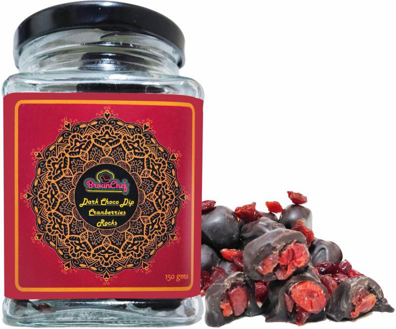 BrounChef Dark Chocolate Dip Cranberries Rocks Premium Glass Jar, 150 grams Truffles  (150 g)