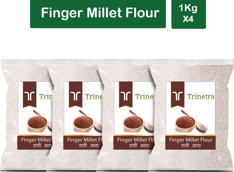 Trinetra Best Quality Ragi Atta (Finger Millet Flour)-1Kg (Pack Of 4)  (4000 g, Pack of 4)