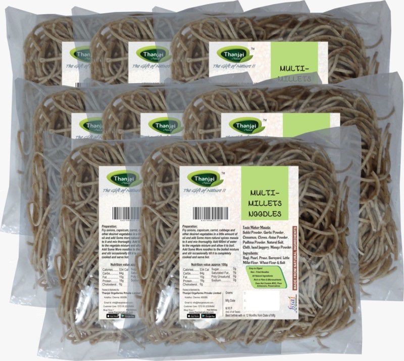 THANJAI NATURAL MULTI-Millets Noodles 180g X 8 (Processed with Natural Ingredients , No Chemicals and No Preservatives) Instant Noodles Vegetarian  (8 x 180 g)