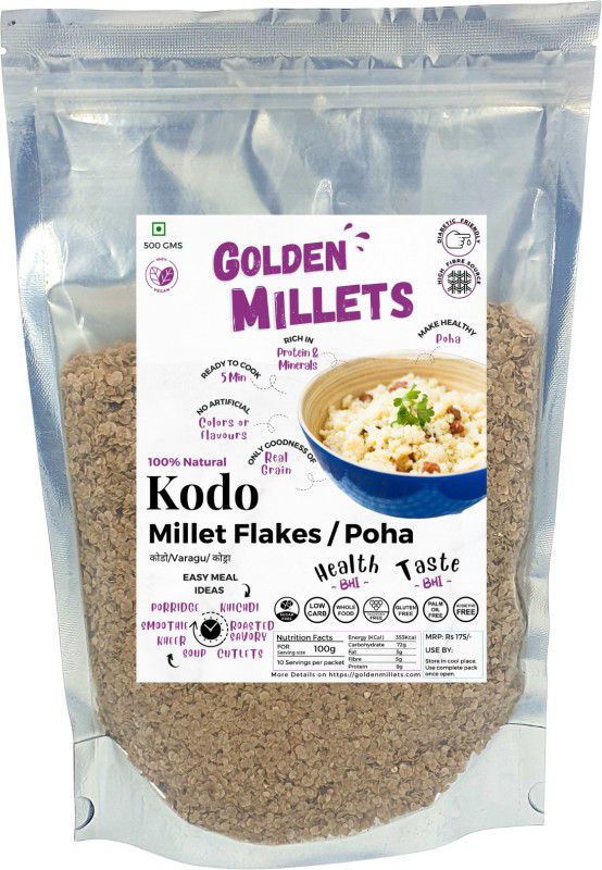 GOLDEN MILLETS Kodo Millet Flakes 500gm Kodo Millet  (500 g)