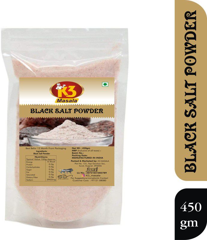 K3 Masala Premium Qulaity Black Salt Powder (kala Namak) 450gm (Pack of 1) Black Salt  (450 g)