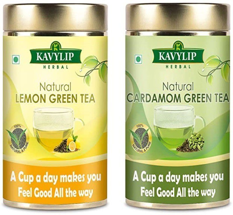 kavylip Cardomom and Lemon Green tea Cardamom, Lemon Tea Tin  (2 x 100 g)