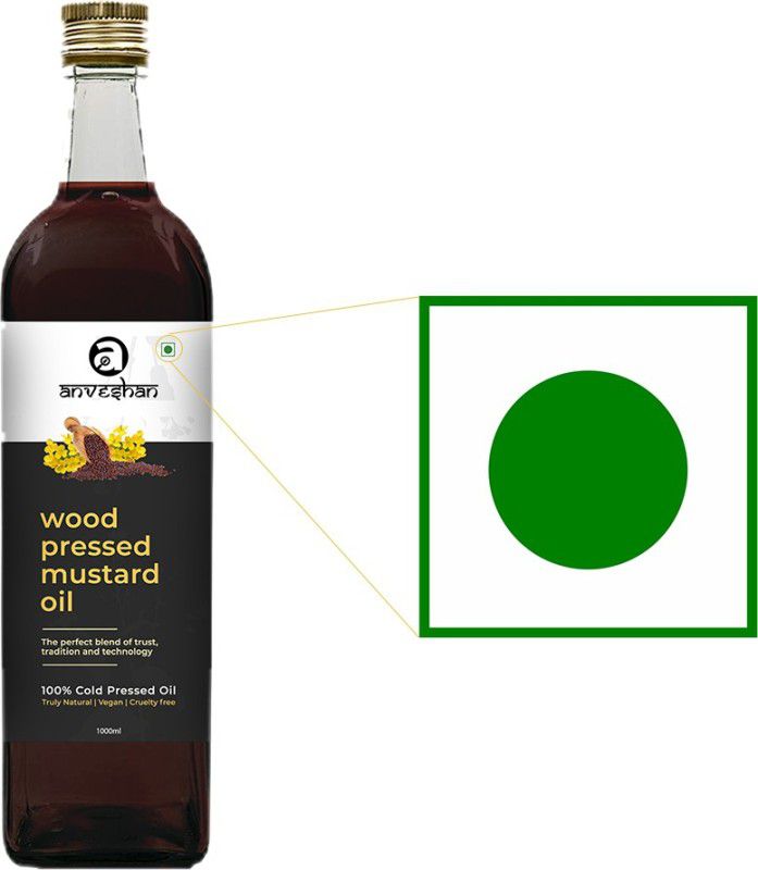 Anveshan Wood Pressed Mustard Oil (Kacchi Ghani/ Kolhu/ Chekku) 1Litre Glass Bottle, (Pack of 2) Mustard Oil Glass Bottle  (2 x 1000 ml)