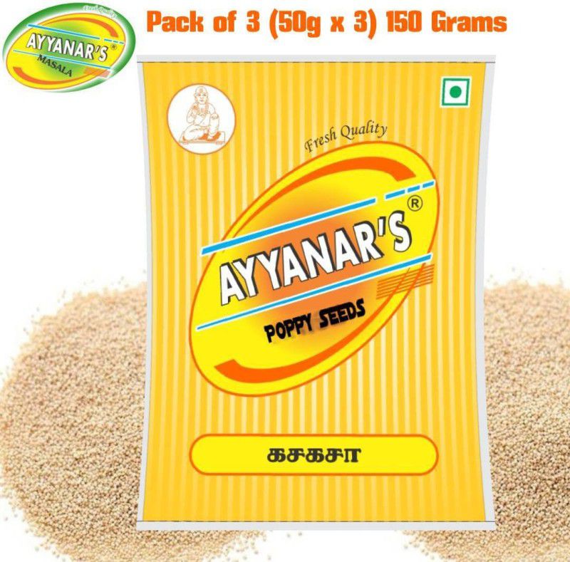 Ayyanar's Fresh White Poppy Seeds (Khus Khus Seeds / Posta Dana) 150 Grams  (3 x 50)