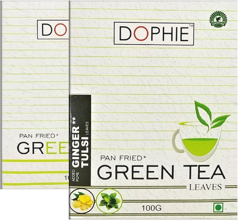 dophie Natural Ginger tulsi with green tea , Green tea regular [COMBO PACK-2] Added Rich in Antioxidants and Vitamin and Minerals (100gm Each) Herbs Green Tea Box  (2 x 100 g)