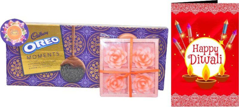 Uphar Creations Classic Oreo Gift Box With Candle Set And Diwali card | Diwali Gifts| Chocolate Gifts| Combo  (Classic Oreo Moments Box-1 | Diwali Card-1 | Tealight Candle Holder-1)