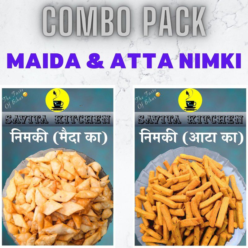 Savita Kitchen Nimki Combo Pack | 200 G Maida & 200 G Atta Nimki, Crispy, Crunchy, Tasty Snacks  (2 x 0.2 kg)