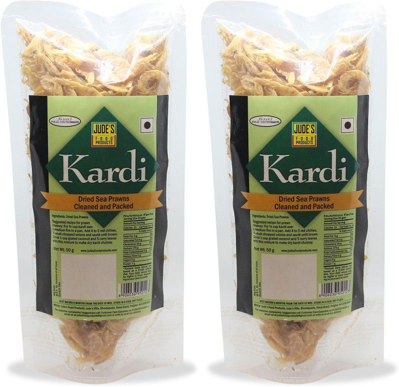 Judes Food Products Kardi Dried Sea Prawns Cleaned and Packed - Pack of 2 X 50gms Supreme 100 g  (Pack of 2)