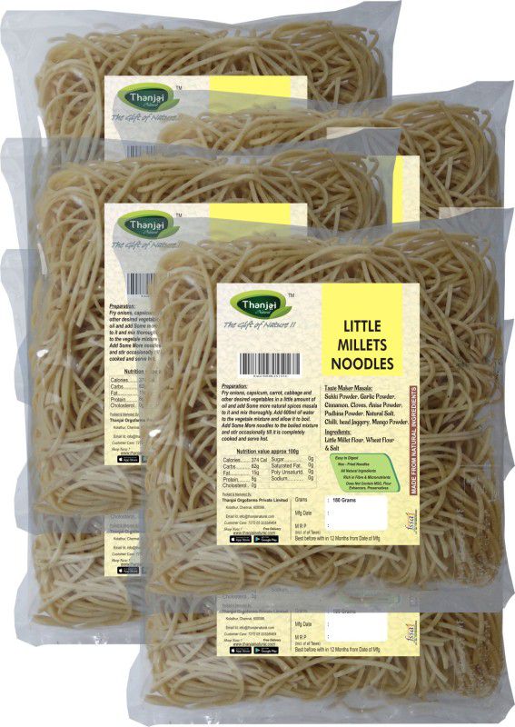 THANJAI NATURAL Little Millets Noodles 180g X 6 (Processed with Natural Ingredients , No Chemicals and No Preservatives) Instant Noodles Vegetarian  (6 x 180 g)