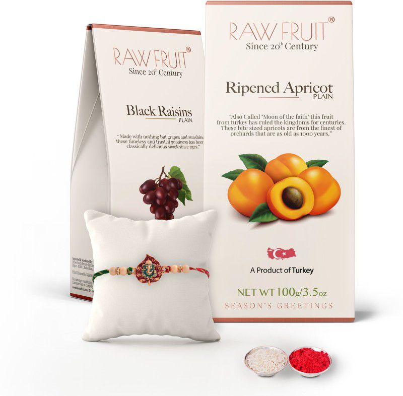 HyperFoods Ganesh Rakhi Gift for Brother with Dry Fruit Combo pack of Apricot BlackRaisins Combo  (Apricot -100g, BlackRaisins -100g)
