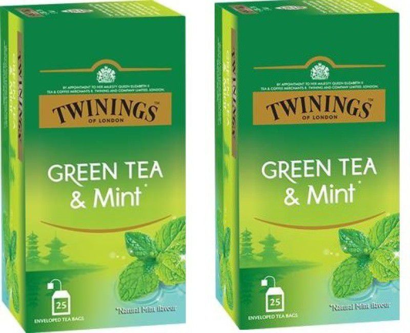 TWININGS Green Tea & Mint Green Tea Bags Box  (50 x 1 Bags)