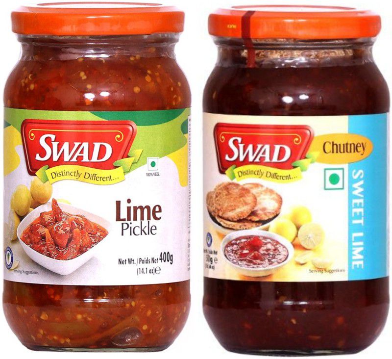 SWAD Combo Pack of Delicious Sweet Lime Chutney (500g) and Lime Pickle (400g) | Pack of 2 Lime, Tenti Pickle  (2 x 450 g)