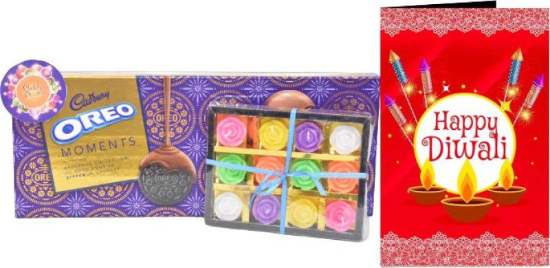 Uphar Creations Classic Oreo Gift Box With 12 Candle Set And Diwali card | Diwali Gifts| Chocolate Gifts| Combo  (Classic Oreo Moments Box-1 | Diwali Card-1 | Tealight Candle Holder-1)