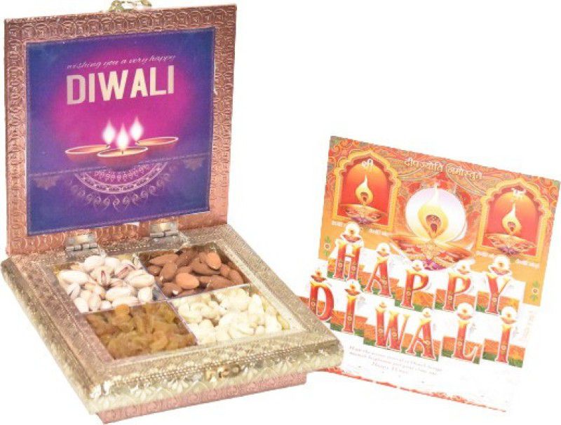 Uphar Creations Traditional Elephant Design Premium Dryfruit Gift Box With Diwali Card |Diwali Gifts | Dryfruit Gifts| Combo  (Almond -120g | Cashew - 120g | Pistachio - 120g | Raisins - 120g | Diwali Card -1| Elephant Design Dryfruit Box - 1 |)