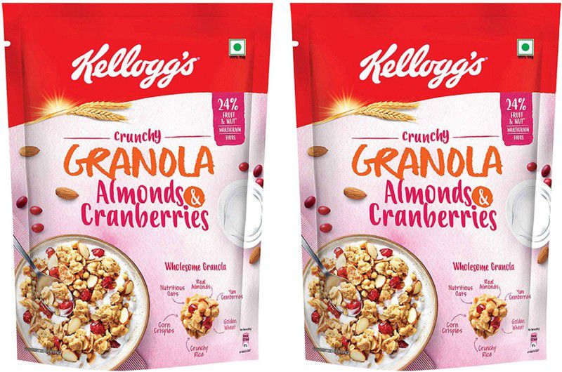 Kellogg's Granola Almonds and Cranberries, Multigrain Flakes Pouch  (2 x 460 g)