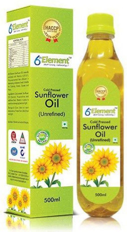 6th element Sunflower Oil Cold Pressed| Sunflower Oil |Cold Pressed Sunflower Oil for Cooking and Skincare ( 500 ml ) Sunflower Oil Glass Bottle  (500 ml)