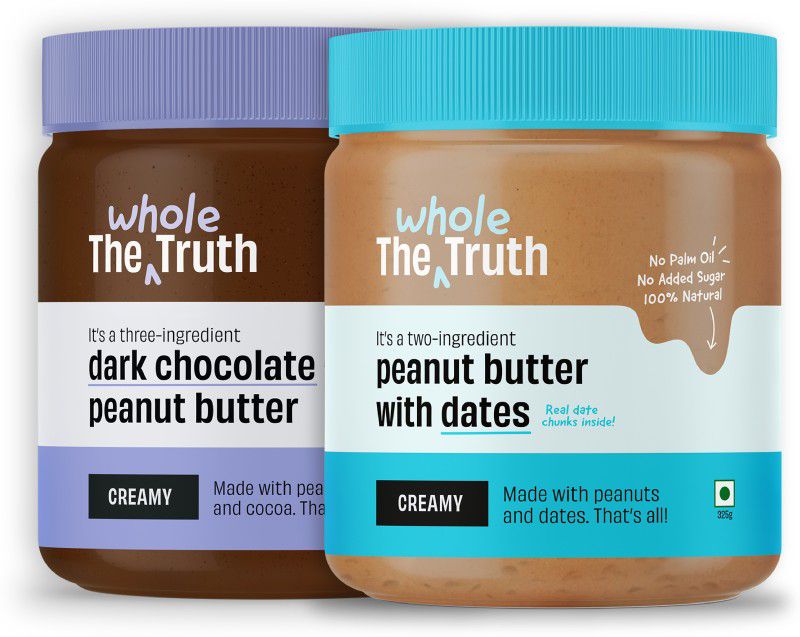 The Whole Truth - Peanut Butter with Dates & Dark Chocolate Peanut Butter Creamy Combo - 650 g  (Pack of 2)