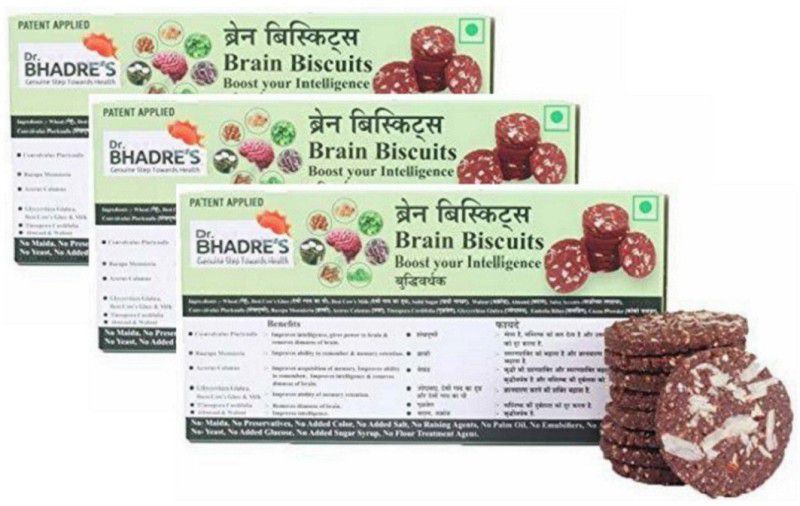 Dr. BHADRE'S 450-Gm IQ Booster Biscuits For Kids|Brain Booster Biscuits Multi Grain  (450 g, Pack of 3)