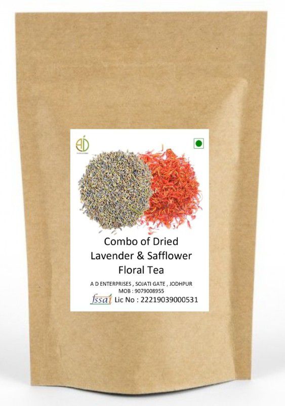 A D FOOD & HERBS Combo Of Dried Lavender & Safflower for Tea Blends each of 50 Gms Herbal Tea Pouch  (50)