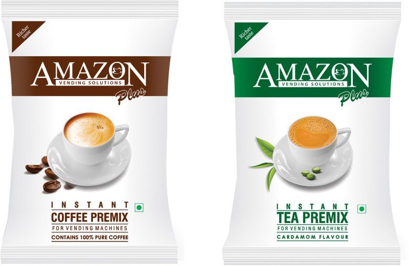 Amazon 3 in 1 Instant Coffee Plus and Cardamom Plus Premix Powder Combo (Contains Tea, Coffee, Milk and Sugar) Combo  (1 kg Coffee Premix, 1 kg Tea Premix)
