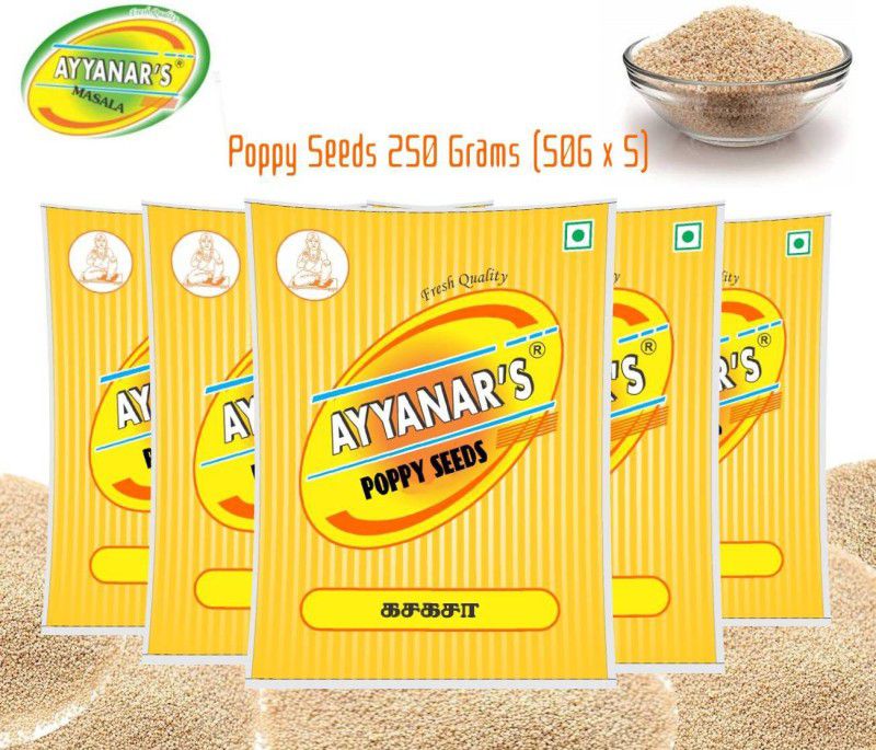 Ayyanar's Fresh White Poppy Seeds 250G (Khas Khas/ Posta Dana) 50 G x 5 packs  (5 x 50 g)