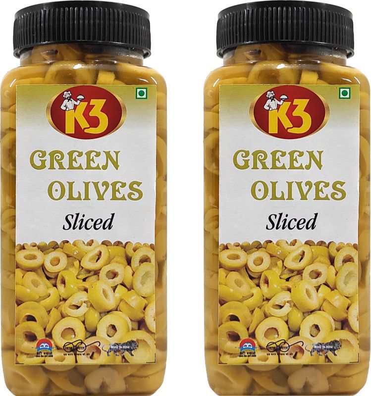 K3 Masala Green Olives Sliced (450gm) (Pack of 2) Olives  (450 g, Pack of 2)