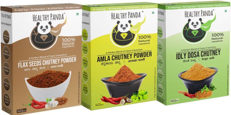 HEALTHY PANDA Chutney Combo 300G (100x3):Flax Seed Chutney + Amla Chutney + Idly Dosa Chutney Chutney Powder  (3x100 g)