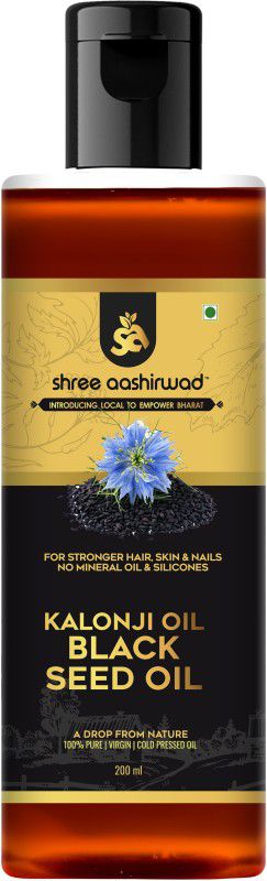 SHREE AASHIRWAD 100% Pure Cold Pressed Kalonji Oil-200ml for Healthy Skin,Hair Extract Oil PET Bottle  (200 ml)