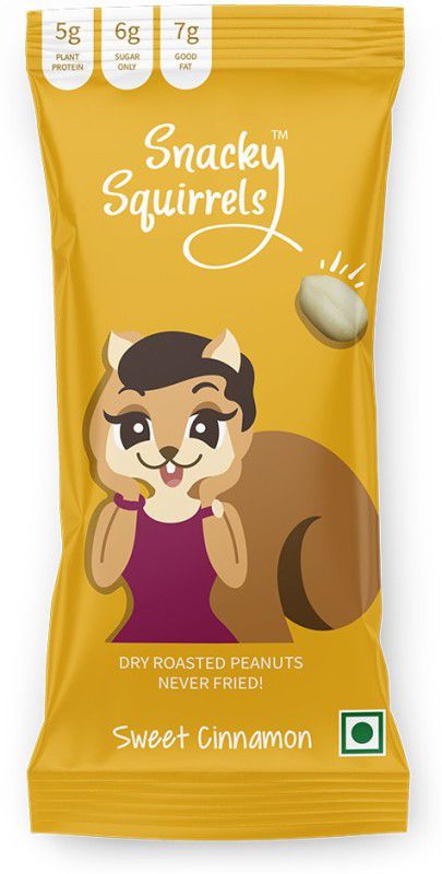 snacky squirrels Dry Roasted Peanuts - Sweet Cinnamon Flavor 15 Pack  (15 x 28 g)