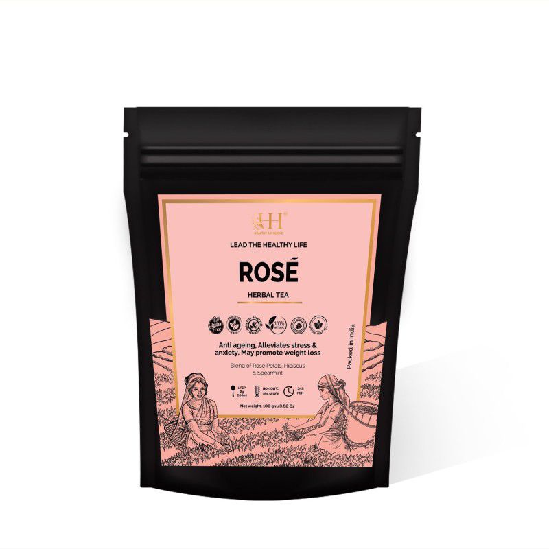 HEALTHY & HYGIENE Rose Tea Herbal Tea Gluten-Free Herbal Blend Of Rose Petals, (100 Gram) Herbal Tea Pouch  (100 g)