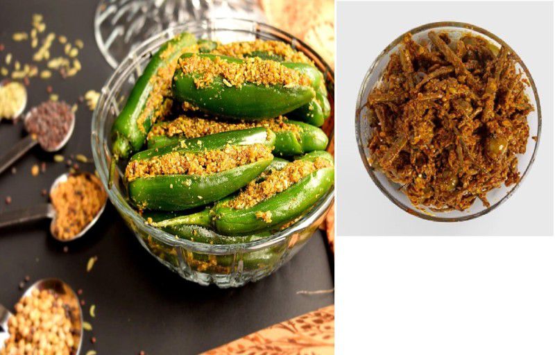 Organic Bites Combo of Athana Mirchi (Green Chilly Pickle) & Ker Sangri Achar 400 gm each Green Chilli Pickle  (2 x 400 g)
