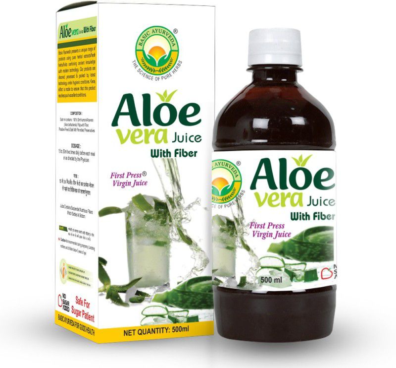 Basic Ayurveda Aloe Vera Juice (Sugar Free Fiber)  (3 x 500 ml)