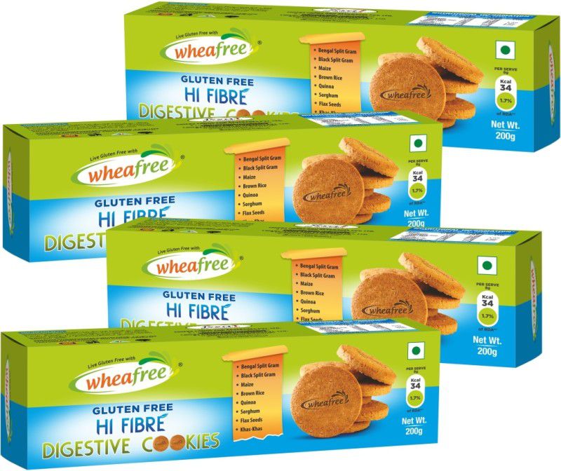 wheafree Gluten Free Hi-Fibre Digestive Cookies (Combo of 4) Cookies  (800 g, Pack of 4)