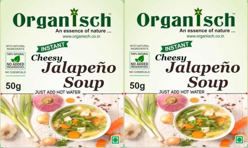 Organisch Cheesy Jalapeno instant soup | 100 gm | Set of 2 x 50 gm  (Pack of 2, 100 g)