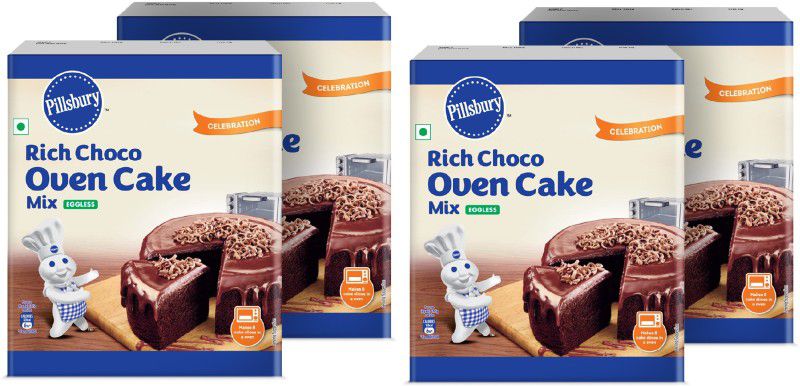 Pillsbury Oven Cake Mix, Rich Choco- Eggless, (Pack of 4 - 270 Grams Each) 1080 g  (Pack of 4)