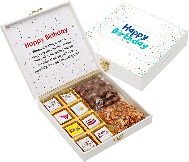 Chocoloony Happy Birthday Gift Milk Chocolates, Coated Almond and Roasted Cashew (80gm) Caramels  (10 x 1 Units)
