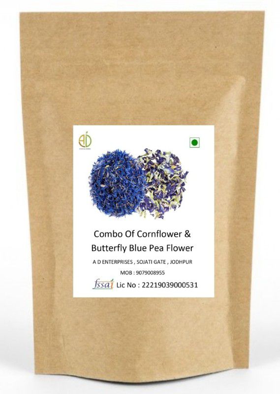 A D FOOD & HERBS Combo Of Dried Cornflower & Butterfly for Tea Blends each of 50 Gms Herbal Tea Pouch  (2 x 25)