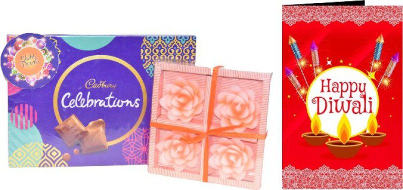 Uphar Creations Celebration Gift Combo With Candle Set And Diwali card | Diwali Gifts| Chocolate Gifts| Combo  (Dairymilk Celebration Gift Box -1| Diwali Card-1| Diwali Candle Holder-1)