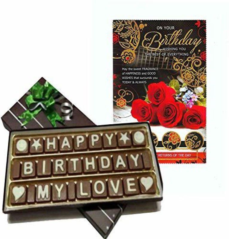 FabBites hocolate with Happy Birthday Message/Quote with Birthday Greeting Card Combo  (2)