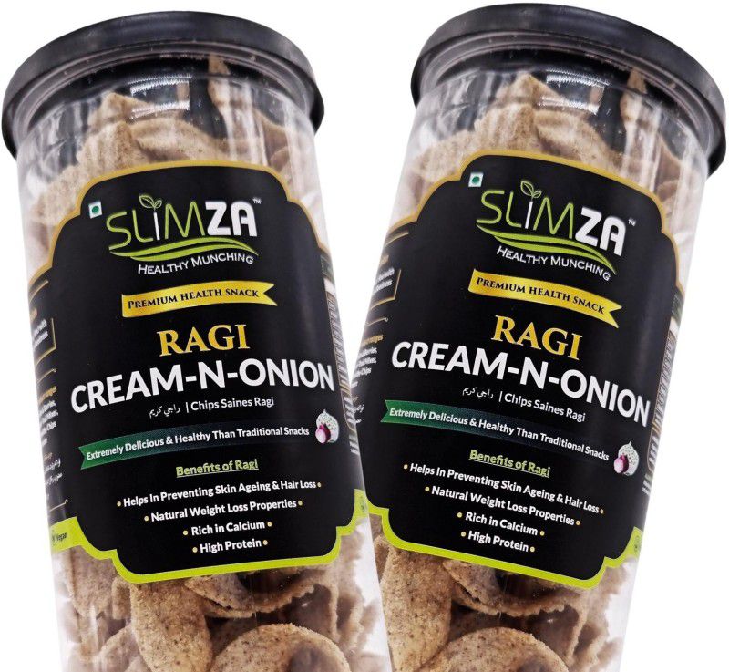 Slimza Healthy Premium Quality Chips | Combo of 2 | Ragi Cream N Onion|No Preservatives Chips  (2 x 150 g)