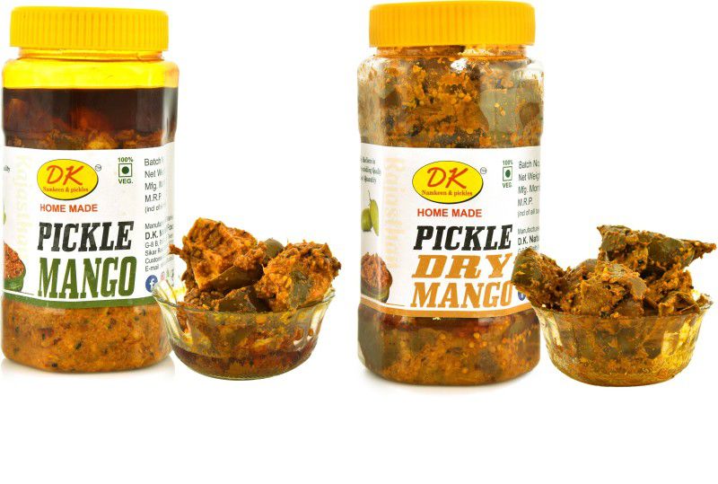 D.K. Namkeen & Pickles Combo Pack of Rajasthani Mango Pickle and Dry Mango Pickle Mango, Raw Mango(Kairi) Pickle  (2 x 450 g)
