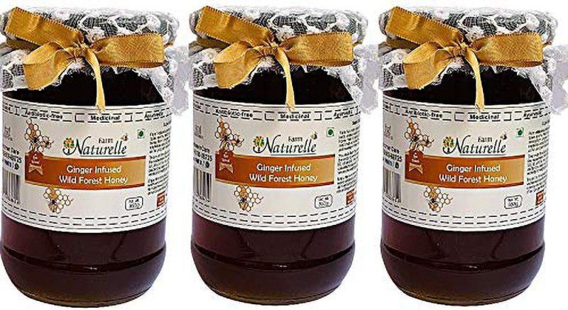 Farm Naturelle -Real Ginger Infused Forest Honey (850 GMSx 3 Jars)-Immense Medicinal Value Combo  (Real Ginger Infused Forest Honey (850 GMSx 3 Jars))