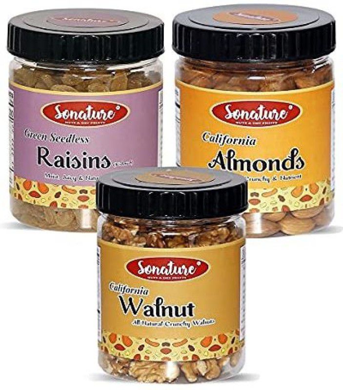 Sonature Super Value Pack Best Quality Combo Pack Of Walnuts, Raisins, Almonds Combo  (700 Gram)