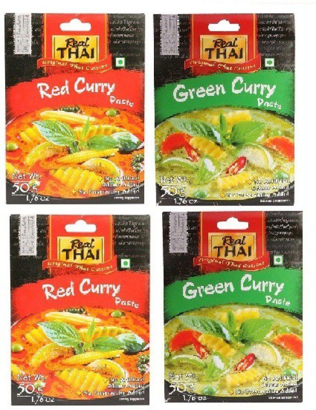 Real Thai 2Red&2Green Curry Paste 50gm(Pack of 4)Imported  (4 x 50 g)